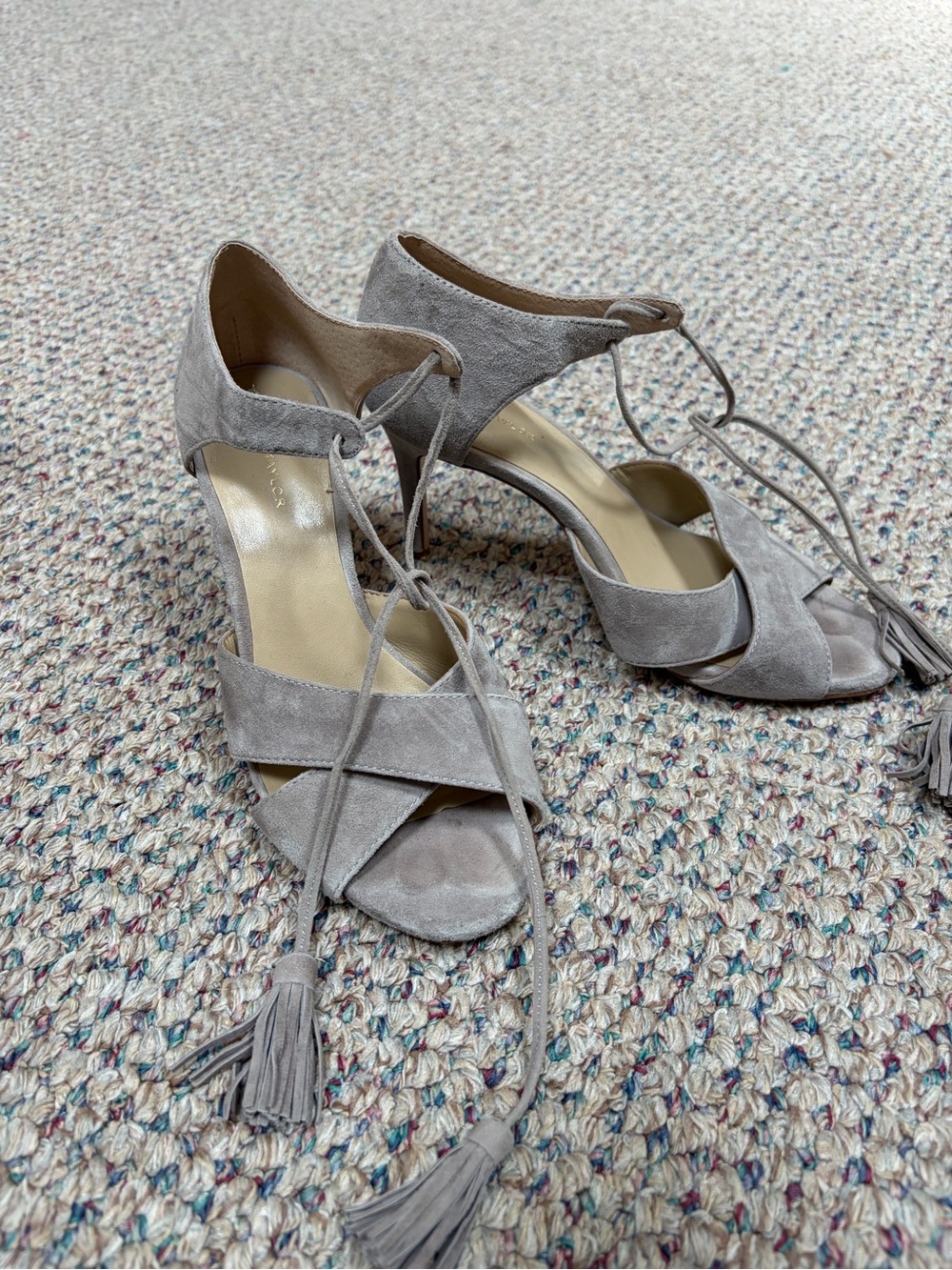 Womens Suede Lace-Up Heeled Sandals